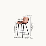 Contemporary Scandinavian Curved Faux Leather Bar Stool with Carbon Steel Frame, High-Leg Design & Footrest for Dining Room