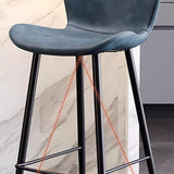 Contemporary Scandinavian Curved Faux Leather Bar Stool with Carbon Steel Frame, High-Leg Design & Footrest for Dining Room