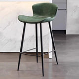 Contemporary Scandinavian Curved Faux Leather Bar Stool with Carbon Steel Frame, High-Leg Design & Footrest for Dining Room