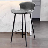 Contemporary Scandinavian Curved Faux Leather Bar Stool with Carbon Steel Frame, High-Leg Design & Footrest for Dining Room