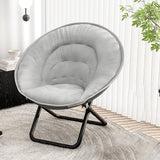 Contemporary Nordic Round Velvet Foldable Recliner with X-Shaped Carbon Steel Frame and Backrest for Living Room