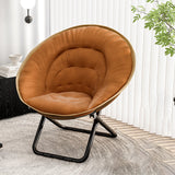 Contemporary Nordic Round Velvet Foldable Recliner with X-Shaped Carbon Steel Frame and Backrest for Living Room