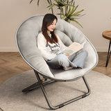 Contemporary Nordic Round Velvet Foldable Recliner with X-Shaped Carbon Steel Frame and Backrest for Living Room