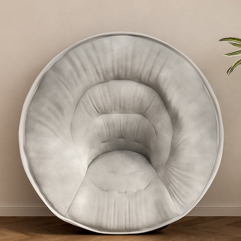 Contemporary Nordic Round Velvet Foldable Recliner with X-Shaped Carbon Steel Frame and Backrest for Living Room