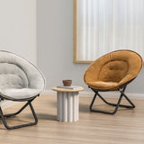 Contemporary Nordic Round Velvet Foldable Recliner with X-Shaped Carbon Steel Frame and Backrest for Living Room