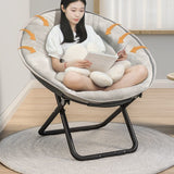 Contemporary Nordic Round Velvet Foldable Recliner with X-Shaped Carbon Steel Frame and Backrest for Living Room