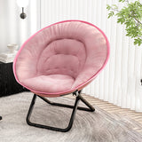 Contemporary Nordic Round Velvet Foldable Recliner with X-Shaped Carbon Steel Frame and Backrest for Living Room