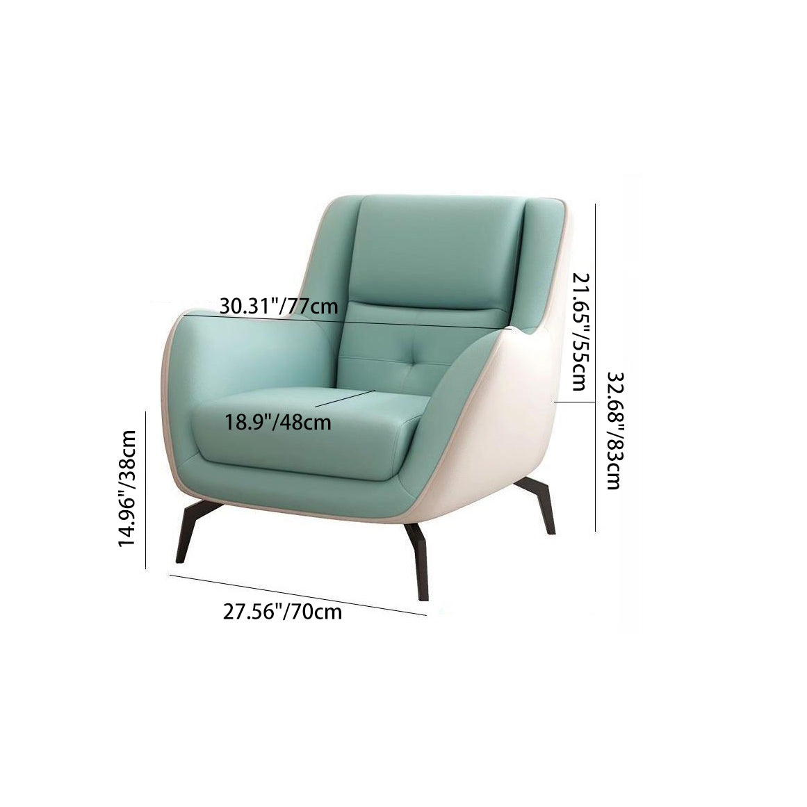 Sleek Contemporary Scandinavian-Style Square Tech Fabric Upholstered Accent Chair with Backrest and Armrests for Living Room