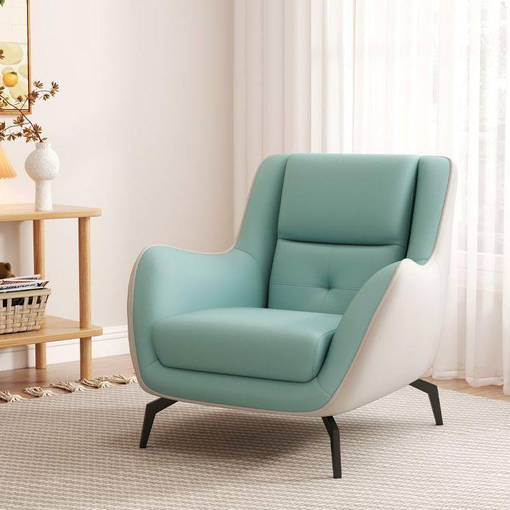 Sleek Contemporary Scandinavian-Style Square Tech Fabric Upholstered Accent Chair with Backrest and Armrests for Living Room