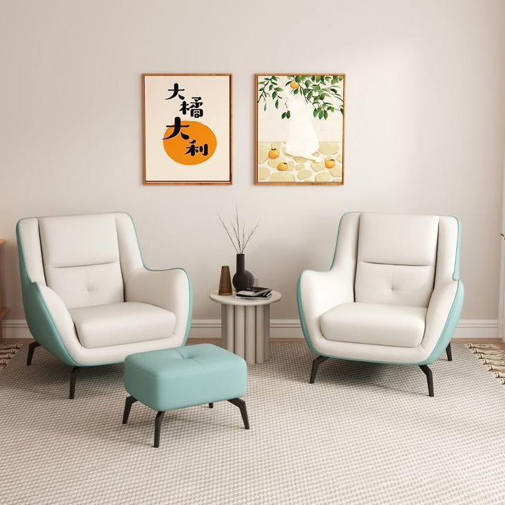 Sleek Contemporary Scandinavian-Style Square Tech Fabric Upholstered Accent Chair with Backrest and Armrests for Living Room
