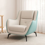 Sleek Contemporary Scandinavian-Style Square Tech Fabric Upholstered Accent Chair with Backrest and Armrests for Living Room
