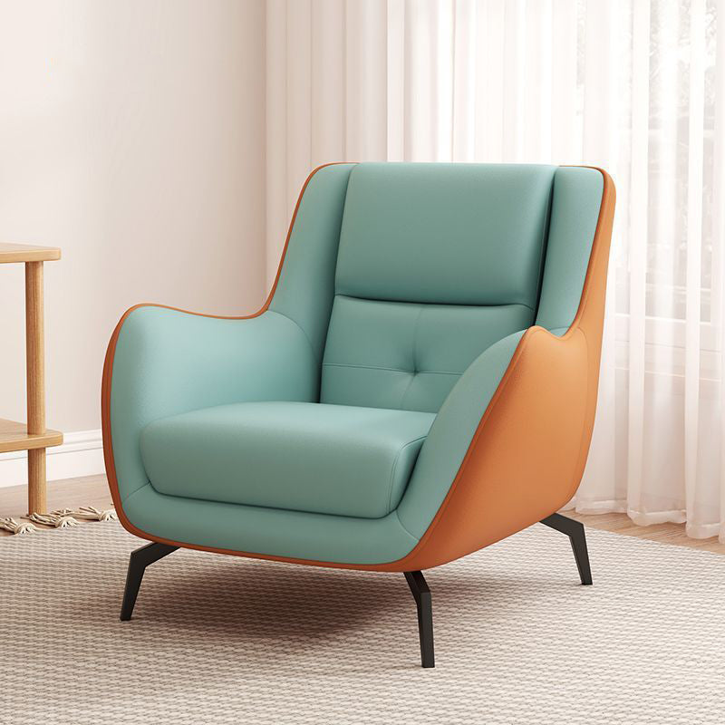 Sleek Contemporary Scandinavian-Style Square Tech Fabric Upholstered Accent Chair with Backrest and Armrests for Living Room