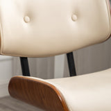 Contemporary Curved PU Leather Desk Chair with Solid Wood Plywood Frame, Height-Adjustable Swivel, Casters for Home Office