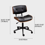 Contemporary Curved PU Leather Desk Chair with Solid Wood Plywood Frame, Height-Adjustable Swivel, Casters for Home Office