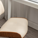 Contemporary Curved PU Leather Desk Chair with Solid Wood Plywood Frame, Height-Adjustable Swivel, Casters for Home Office