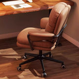 Luxurious Contemporary Square Faux Leather Upholstered Height-Adjustable Swivel Desk Chair with Armrests for Home Office