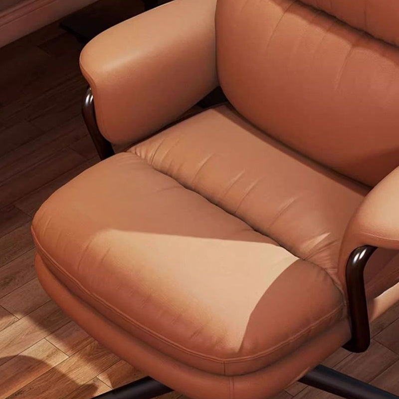Luxurious Contemporary Square Faux Leather Upholstered Height-Adjustable Swivel Desk Chair with Armrests for Home Office