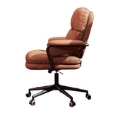 Luxurious Contemporary Square Faux Leather Upholstered Height-Adjustable Swivel Desk Chair with Armrests for Home Office