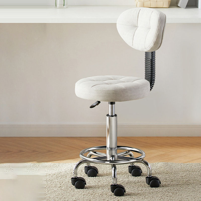 Contemporary Round Faux Leather Swivel Bar Stool with Metal Frame, Height-Adjustable, Backrest & Footrest for Dining Room