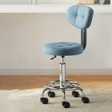 Contemporary Round Faux Leather Swivel Bar Stool with Metal Frame, Height-Adjustable, Backrest & Footrest for Dining Room