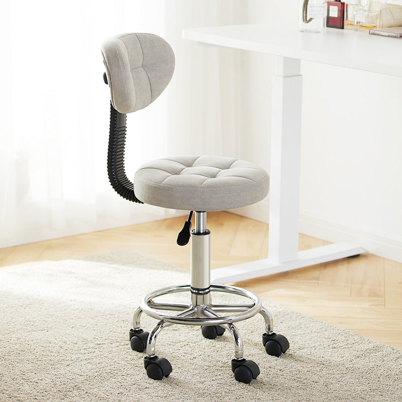 Contemporary Round Faux Leather Swivel Bar Stool with Metal Frame, Height-Adjustable, Backrest & Footrest for Dining Room