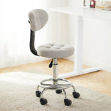Contemporary Round Faux Leather Swivel Bar Stool with Metal Frame, Height-Adjustable, Backrest & Footrest for Dining Room