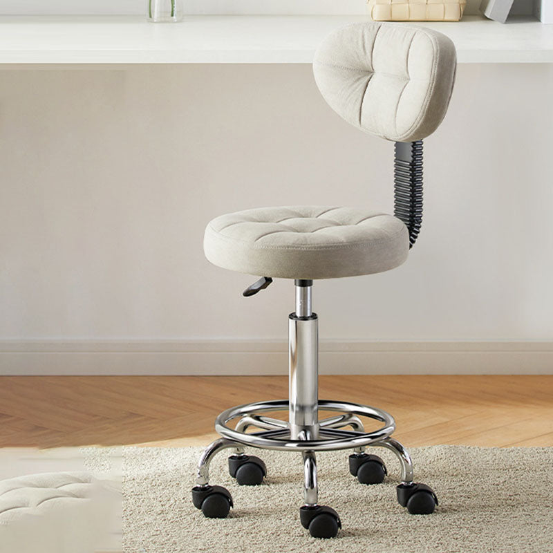 Contemporary Round Faux Leather Swivel Bar Stool with Metal Frame, Height-Adjustable, Backrest & Footrest for Dining Room