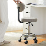 Contemporary Round Faux Leather Swivel Bar Stool with Metal Frame, Height-Adjustable, Backrest & Footrest for Dining Room