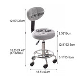 Contemporary Round Faux Leather Swivel Bar Stool with Metal Frame, Height-Adjustable, Backrest & Footrest for Dining Room