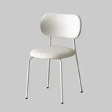 Contemporary Scandinavian Round Nappa Leather Carbon Steel Legs Stackable Dining Chair Backrest For Dining Room