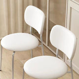 Contemporary Scandinavian Round Nappa Leather Carbon Steel Legs Stackable Dining Chair Backrest For Dining Room