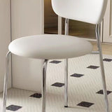 Contemporary Scandinavian Round Nappa Leather Carbon Steel Legs Stackable Dining Chair Backrest For Dining Room