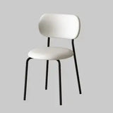 Contemporary Scandinavian Round Nappa Leather Carbon Steel Legs Stackable Dining Chair Backrest For Dining Room