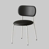 Contemporary Scandinavian Round Nappa Leather Carbon Steel Legs Stackable Dining Chair Backrest For Dining Room