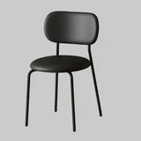 Contemporary Scandinavian Round Nappa Leather Carbon Steel Legs Stackable Dining Chair Backrest For Dining Room