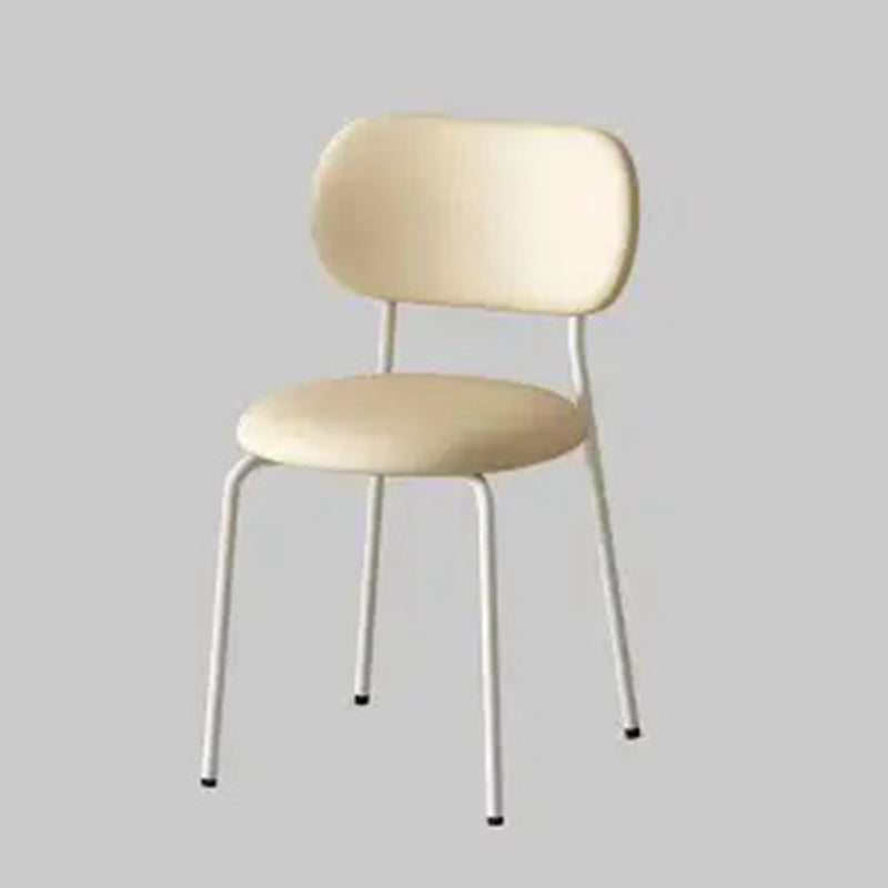 Contemporary Scandinavian Round Nappa Leather Carbon Steel Legs Stackable Dining Chair Backrest For Dining Room