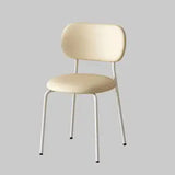 Contemporary Scandinavian Round Nappa Leather Carbon Steel Legs Stackable Dining Chair Backrest For Dining Room