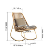 Boho Contemporary Arc Woven Rattan Rocking Chair with Cushions - PE Rattan & Metal Outdoor Patio Chair for Balcony