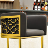 Contemporary Luxury Arc PU Leather Bar Stool with Upholstered Backrest and Footrest – Metal Frame for Dining Room