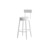 Contemporary Nordic Round Bar Stool - Upholstered Iron Frame with Backrest & Footrest, Available in PU Leather, Microfiber Leather, or Genuine Leather for Dining Room