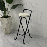 Contemporary Industrial Round PU Leather Bar Stool with Iron Tube Frame, Foldable, Low-Back with Footrest - Ideal for Dining Room