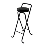 Contemporary Industrial Round PU Leather Bar Stool with Iron Tube Frame, Foldable, Low-Back with Footrest - Ideal for Dining Room