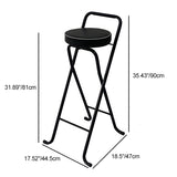 Contemporary Industrial Round PU Leather Bar Stool with Iron Tube Frame, Foldable, Low-Back with Footrest - Ideal for Dining Room