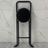 Contemporary Industrial Round PU Leather Bar Stool with Iron Tube Frame, Foldable, Low-Back with Footrest - Ideal for Dining Room