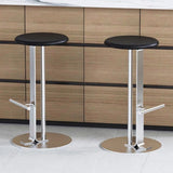 Traditional Colonial Round Solid Wood Bar Stool with Footrest – Backless, Metal Accents for Dining Room