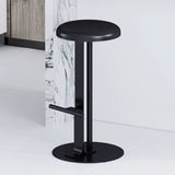 Traditional Colonial Round Solid Wood Bar Stool with Footrest – Backless, Metal Accents for Dining Room