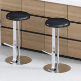 Traditional Colonial Round Solid Wood Bar Stool with Footrest – Backless, Metal Accents for Dining Room