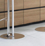 Traditional Colonial Round Solid Wood Bar Stool with Footrest – Backless, Metal Accents for Dining Room