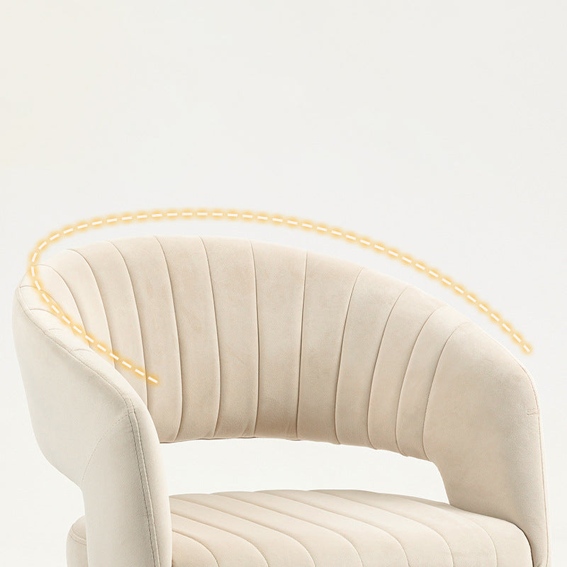 Contemporary Scandinavian Liftable Swivel Desk Chair with Curved Square Metal Frame, Hemp Velvet Upholstery, Backrest and Armrests for Home Office