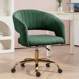 Contemporary Scandinavian Liftable Swivel Desk Chair with Curved Square Metal Frame, Hemp Velvet Upholstery, Backrest and Armrests for Home Office